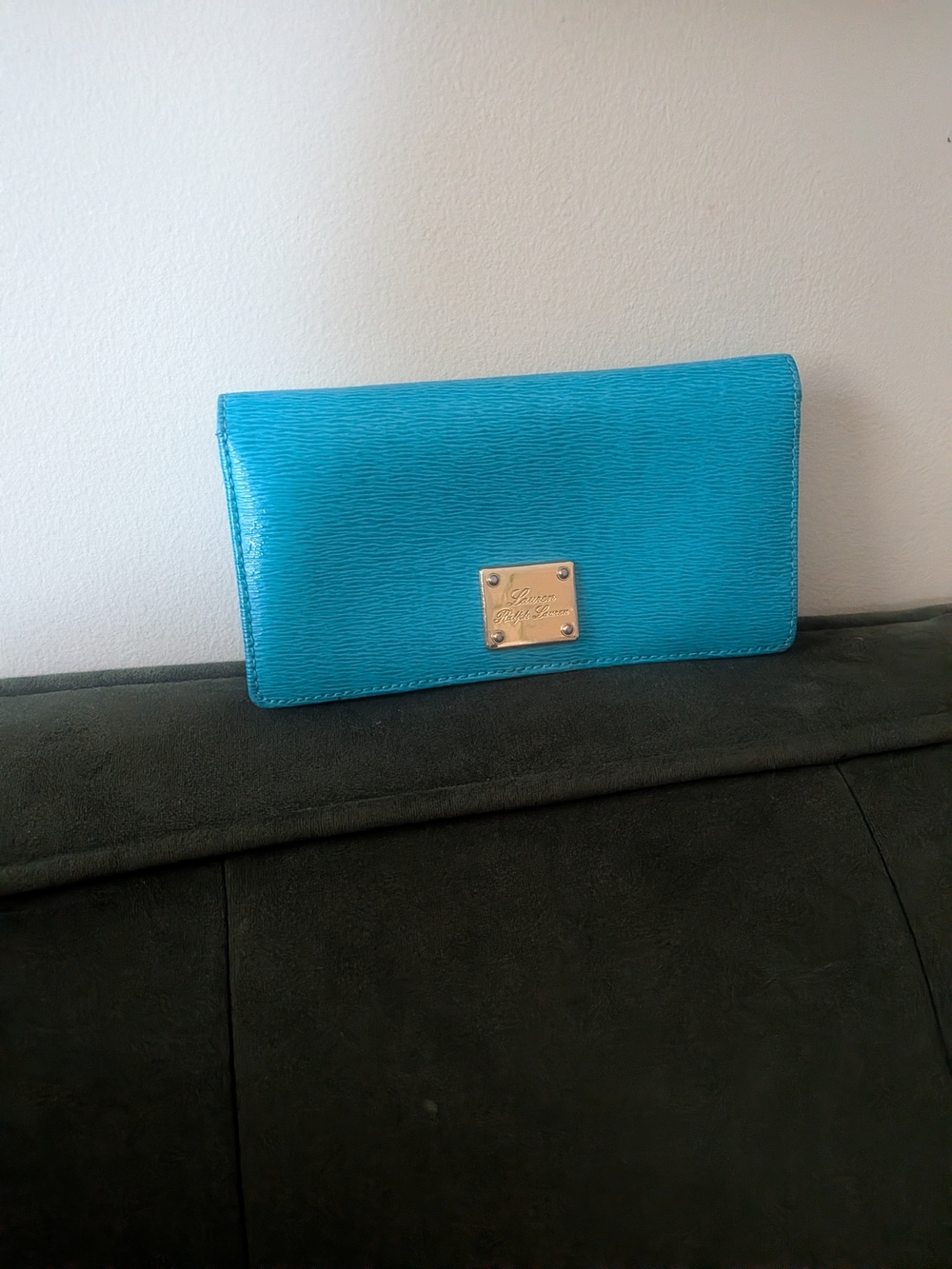 Lauren Ralph Lauren Turquoise Blue Leather Continental Wallet